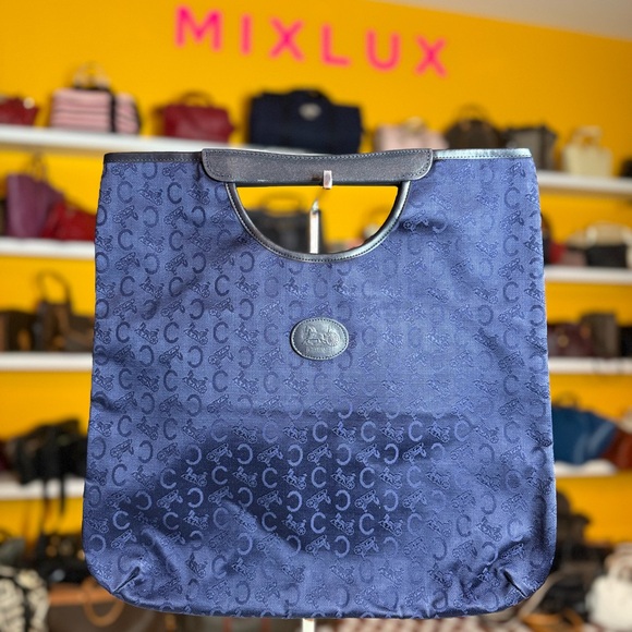 ✨ Vintage Céline Navy Blue Monogram Tote Bag ✨ ERA late 1980s to 1990s - Picture 1 of 4